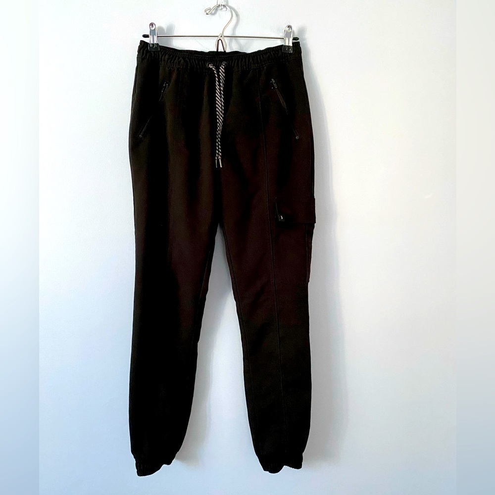 Jaanuu Scrub Pants Womens Sz XS Black Jogger Stretch Cargo Pocket Drawstring